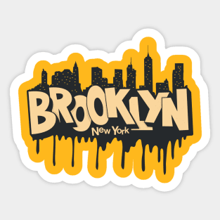 New York Brooklyn - Brooklyn Schriftzug - Brooklyn Logo mit skyline Sticker